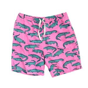 Chubbies Boys Pink Alligator Print Swim Trunks Shorts L 14/16